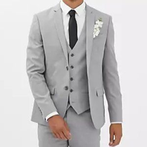 River Island Skinny Wedding Gray Suit Jacket/Blazer